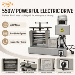 Tooltos Tooltos 550W 4-in-1 Electric Jewelry Rolling Mill