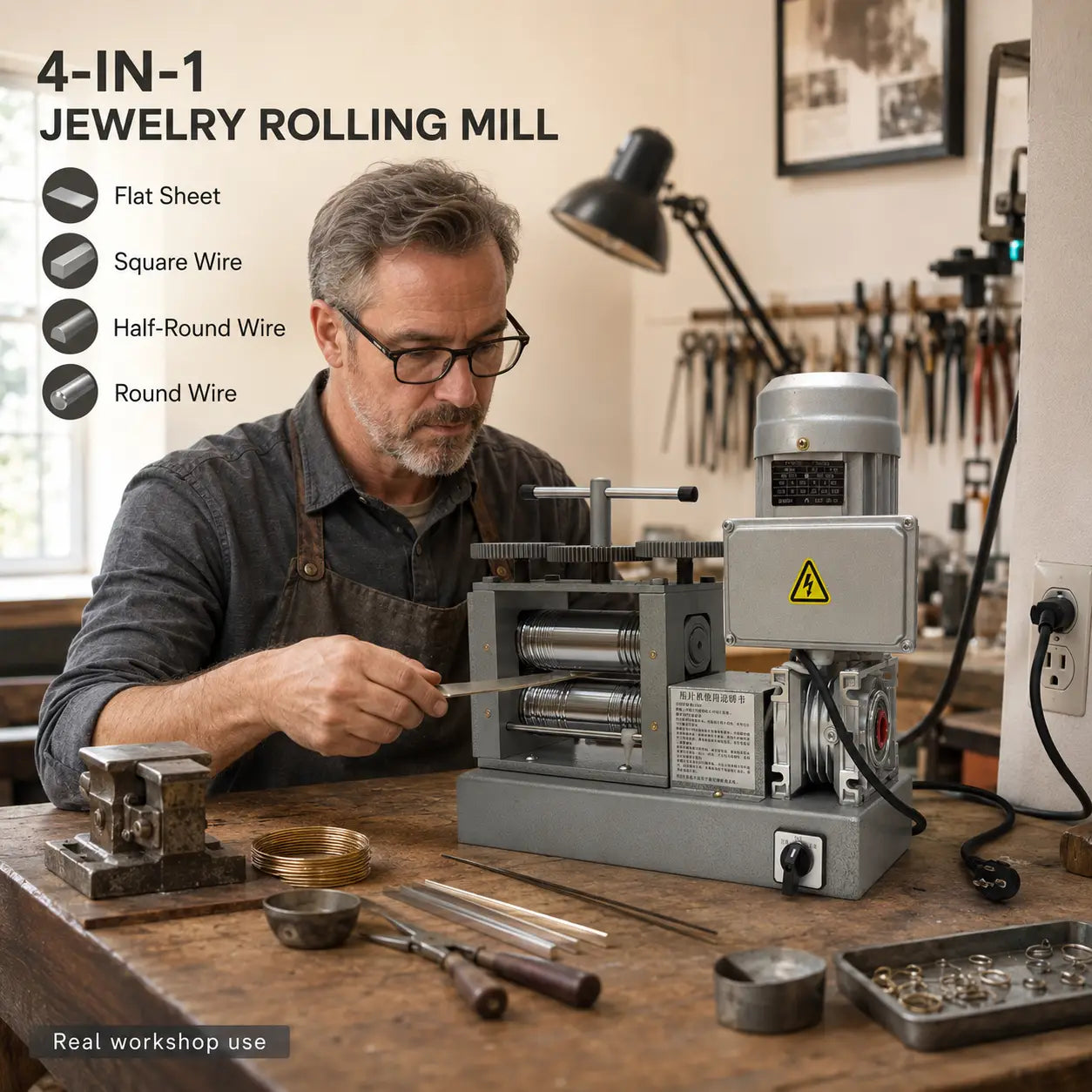 Tooltos Tooltos 550W 4-in-1 Electric Jewelry Rolling Mill