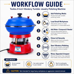 Tooltos Tooltos 8 inch Vibratory Tumbler Polisher | 3.5L 90W Jewelry Polishing Machine