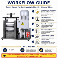 Tooltos Tooltos Electric Flat Sheet Jewelry Rolling Mill | 120mm / 160mm