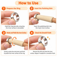 Hands demonstrating how to polish the inside of a ring with the wool stick