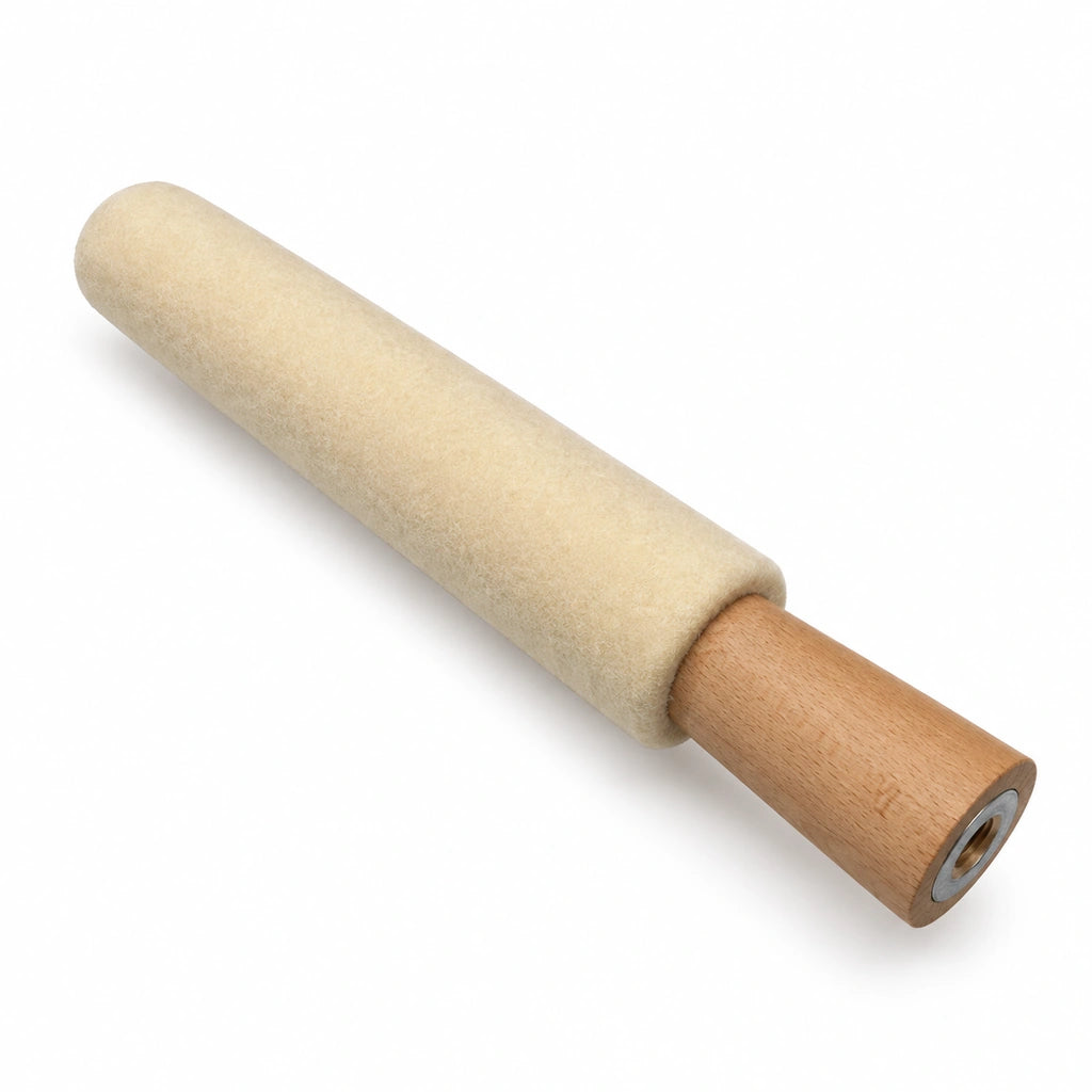 Wool ring interior polishing stick with a wooden handle
